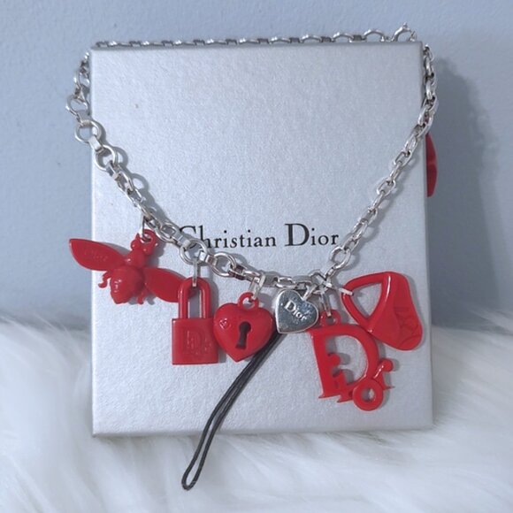 Dior bee heart saddle bag resin charm bracelet EUC w/COA - Picture 1 of 6